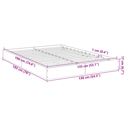 Bedframe Bewerkt Hout Wit 135 x 190 cm