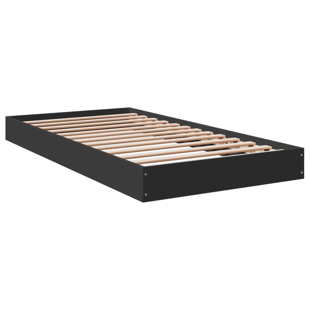 Bedframe bewerkt hout zwart 100x200 cm