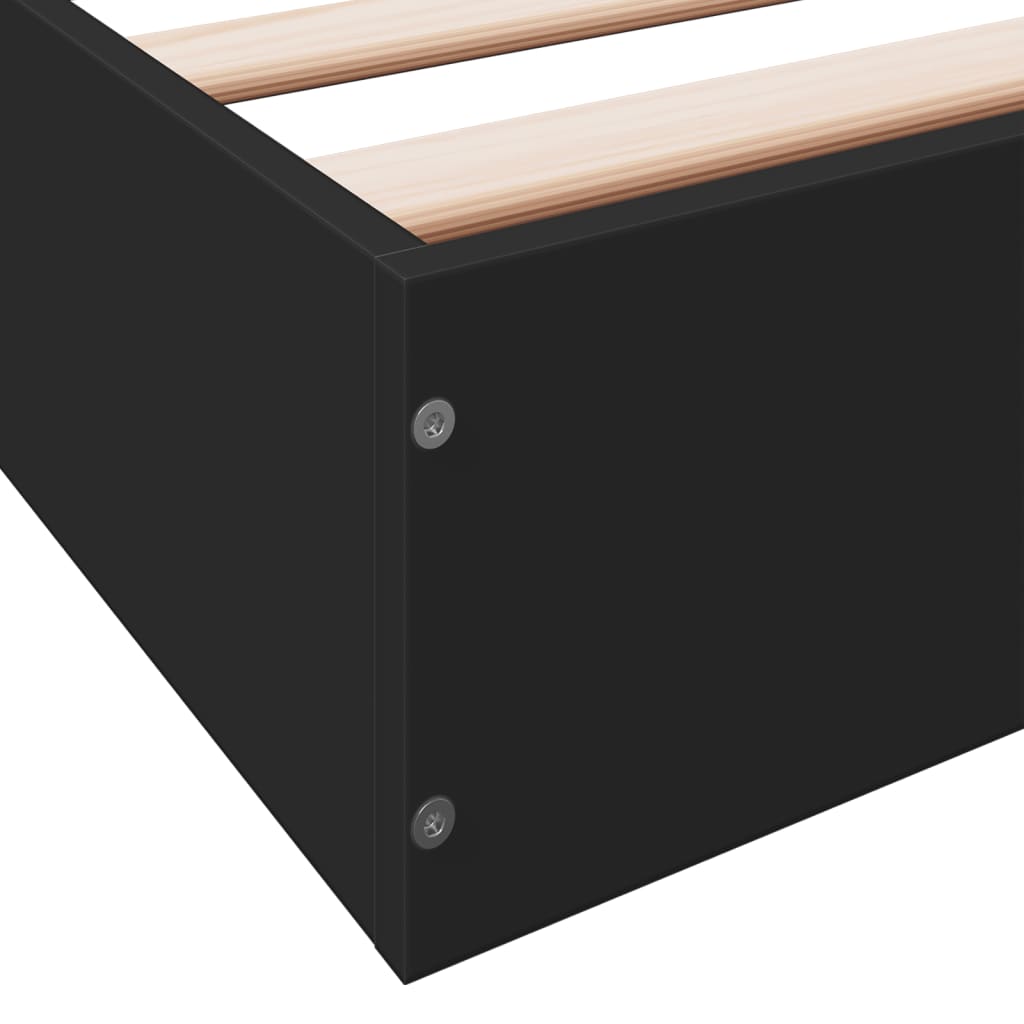 Bedframe bewerkt hout zwart 100x200 cm
