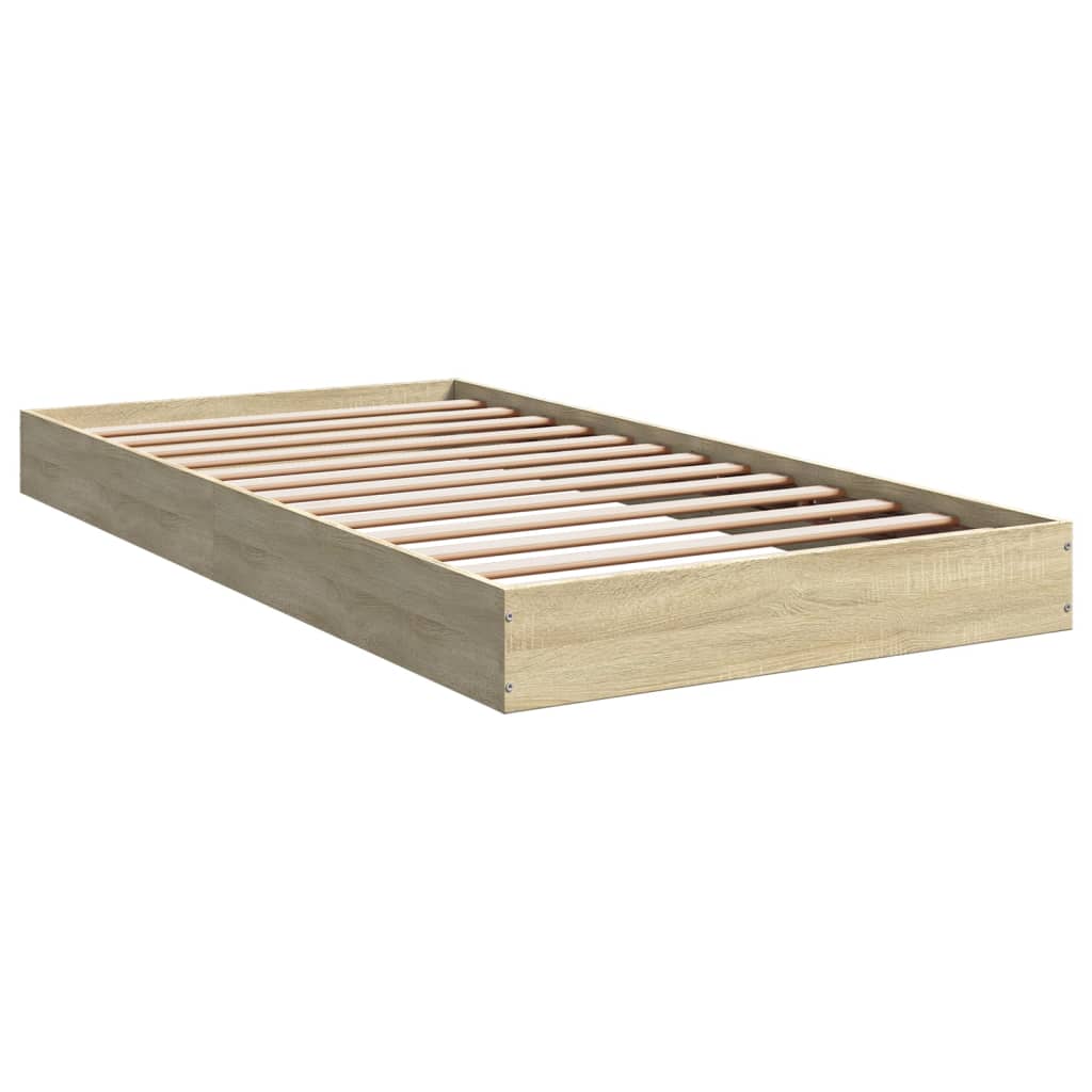 Bedframe bewerkt hout sonoma eikenkleurig 100x200 cm