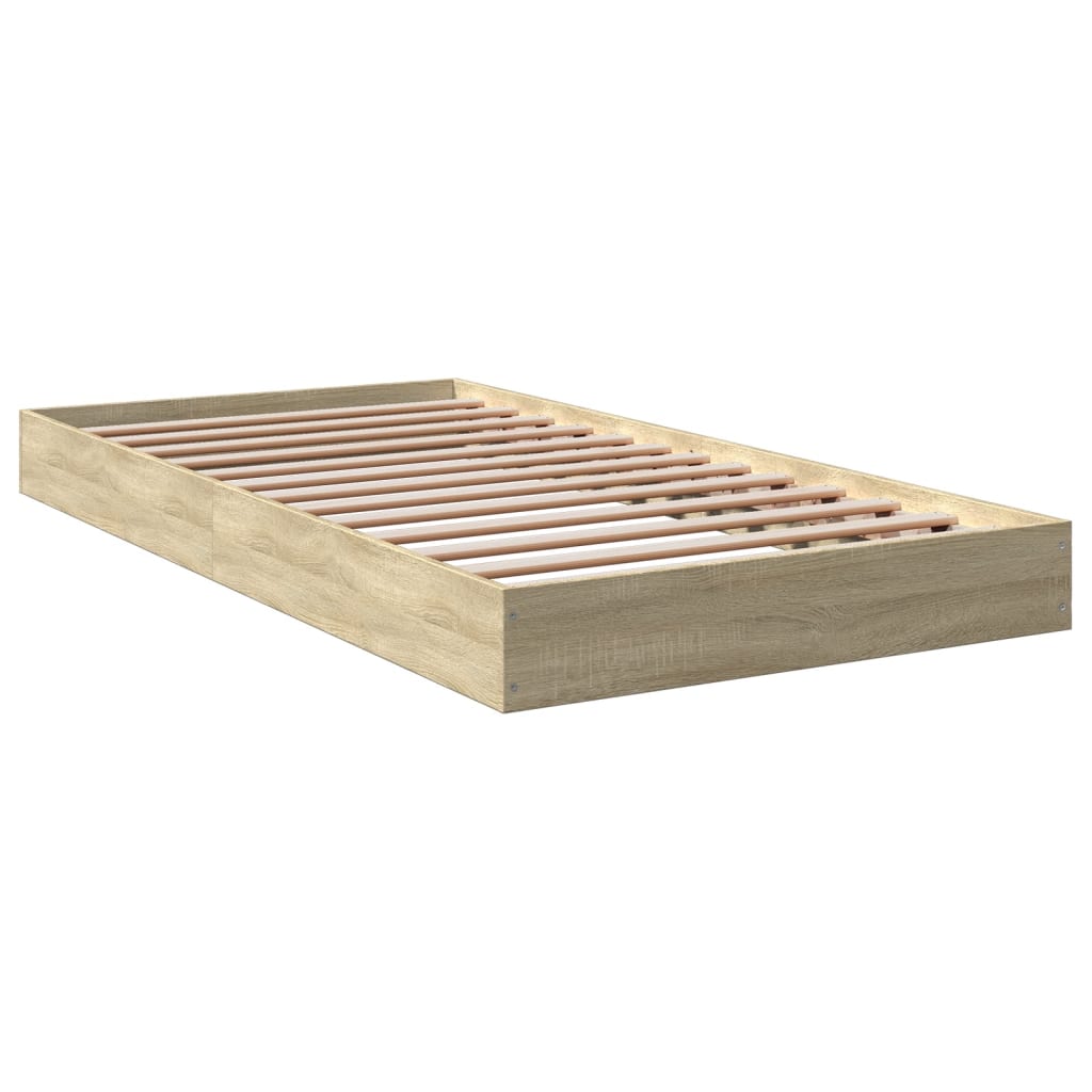 Bedframe bewerkt hout sonoma eikenkleurig 100x200 cm
