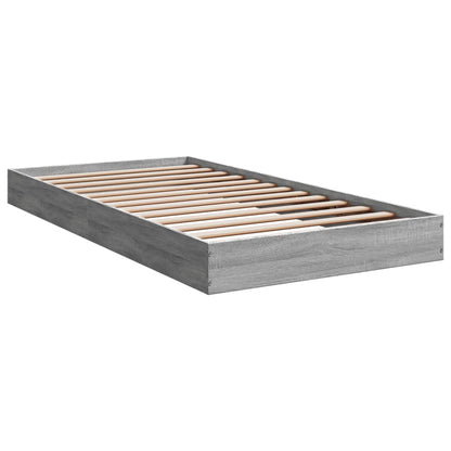 Bedframe bewerkt hout grijs sonoma eikenkleurig 100x200 cm