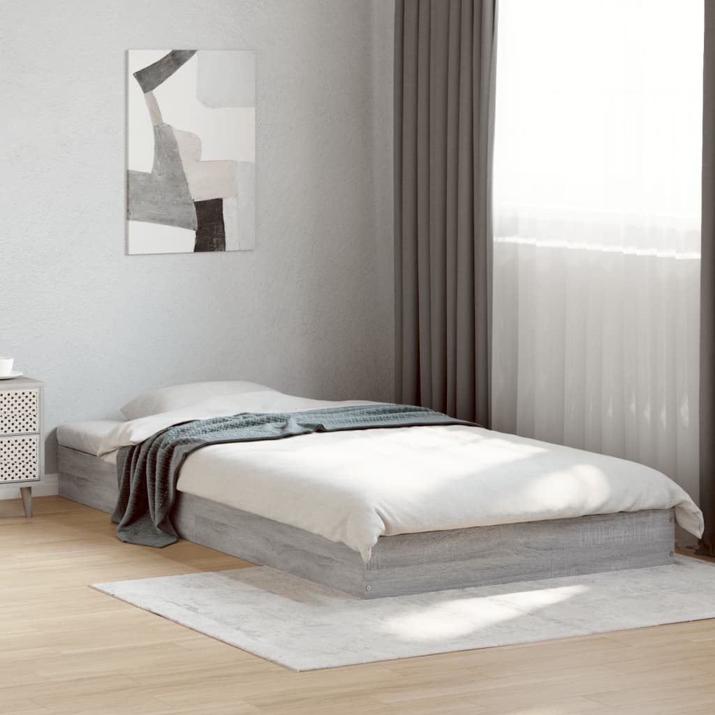 Bedframe bewerkt hout grijs sonoma eikenkleurig 100x200 cm