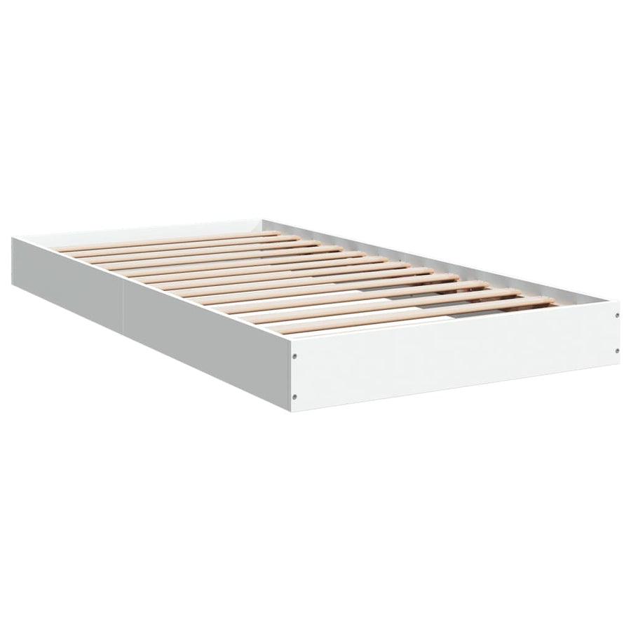 Bedframe Bewerkt Hout Wit 90 x 190 cm