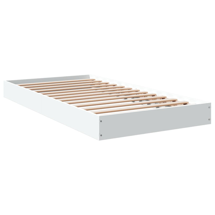 Bedframe Bewerkt Hout Wit 90 x 190 cm
