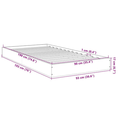 Bedframe Bewerkt Hout Wit 90 x 190 cm