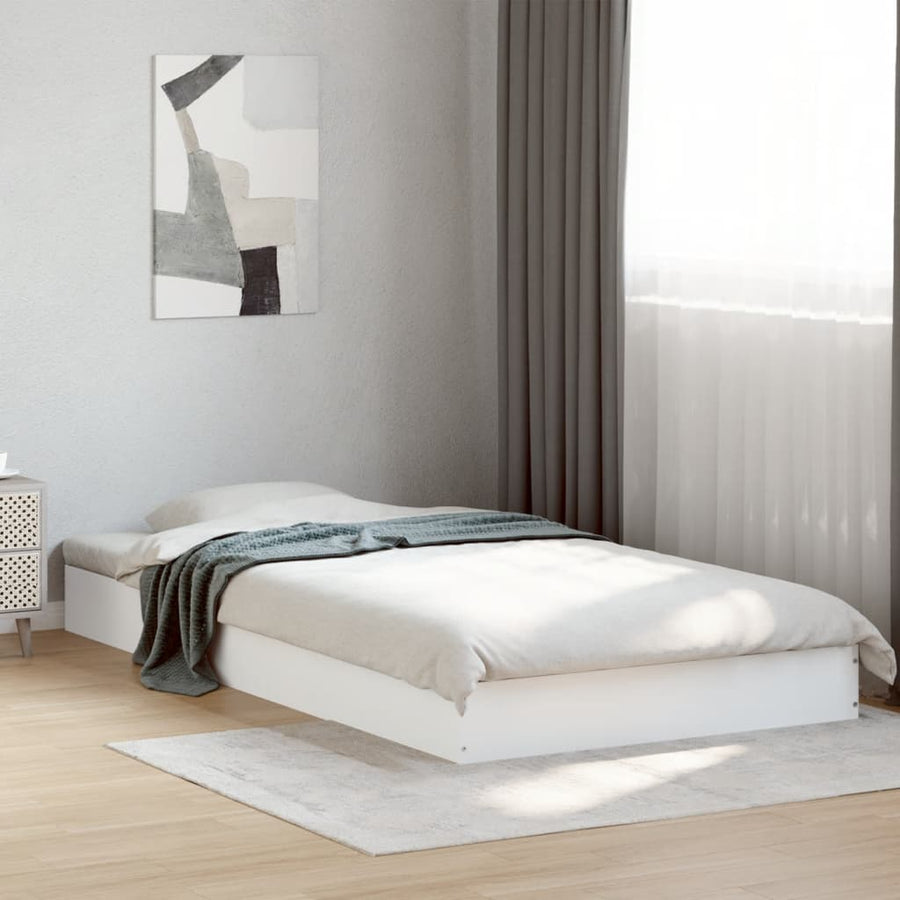 Bedframe Bewerkt Hout Wit 90 x 190 cm