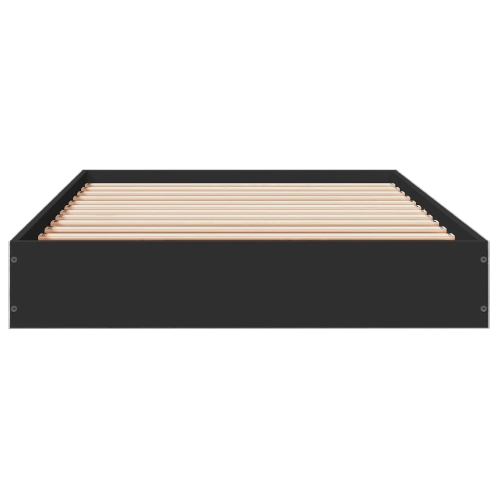 Bedframe bewerkt hout zwart 75x190 cm