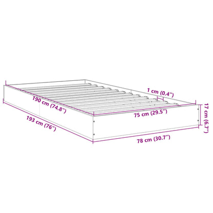 Bedframe bewerkt hout zwart 75x190 cm