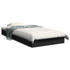 Black carved wood bed frame 75x190 cm