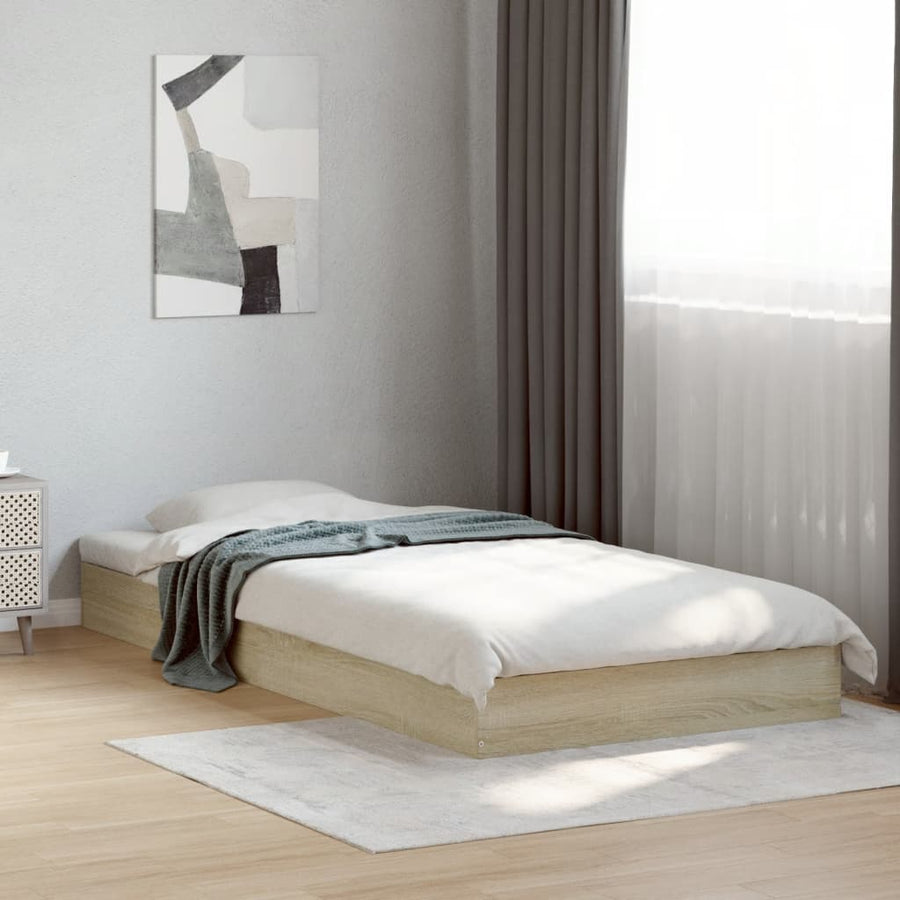 Bedframe bewerkt hout sonoma eikenkleurig 75x190 cm