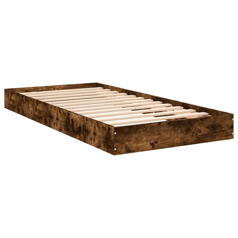 Bedframe bewerkt hout gerookt eikenkleurig 75x190 cm