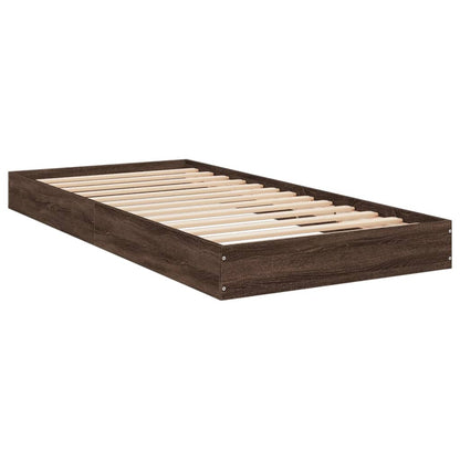 Bedframe bewerkt hout bruin eikenkleur 75x190 cm