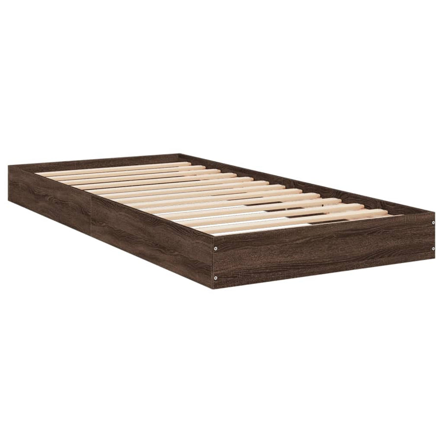 Bedframe bewerkt hout bruin eikenkleur 75x190 cm