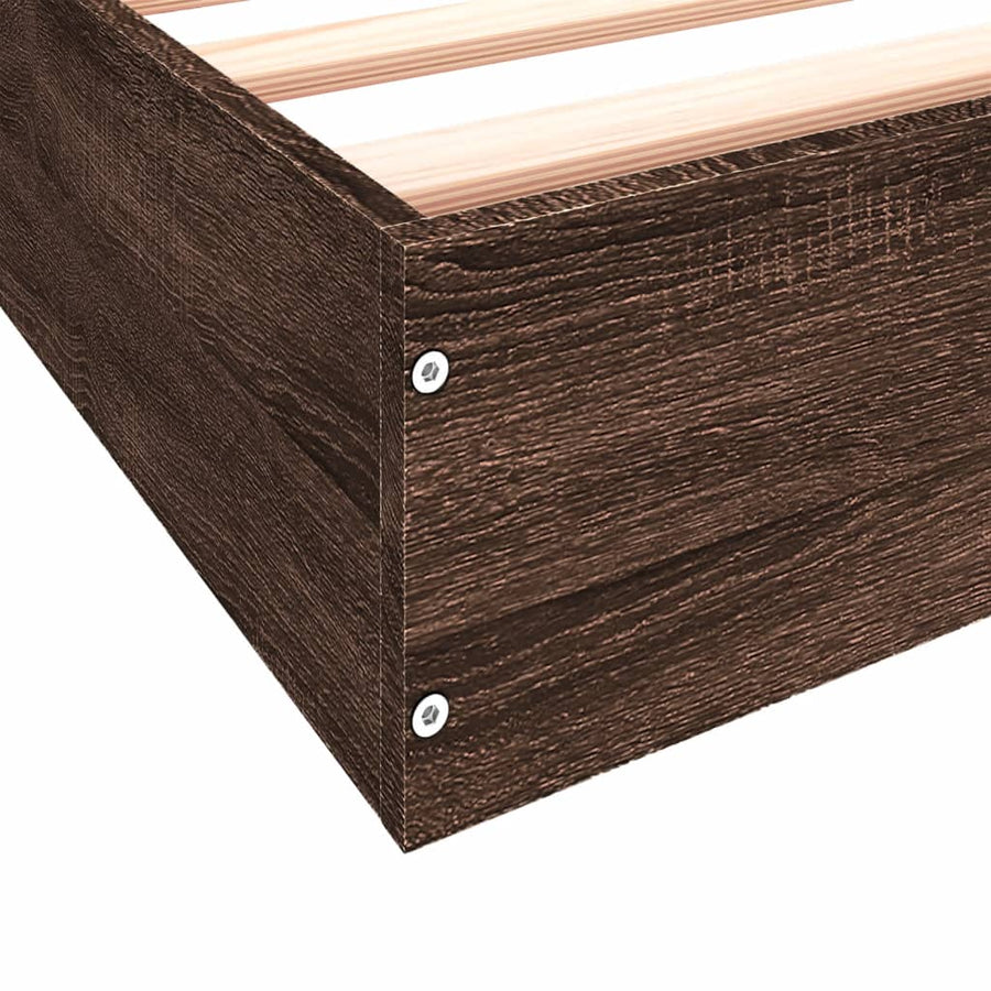 Bedframe bewerkt hout bruin eikenkleur 75x190 cm