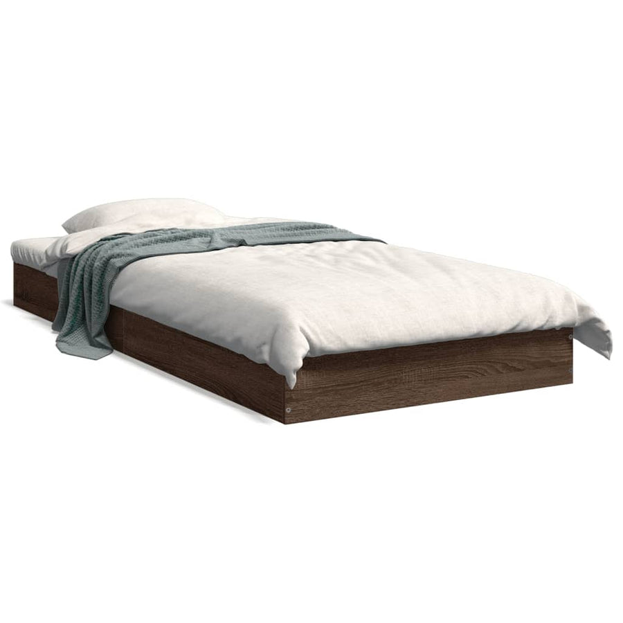 Bedframe bewerkt hout bruin eikenkleur 75x190 cm
