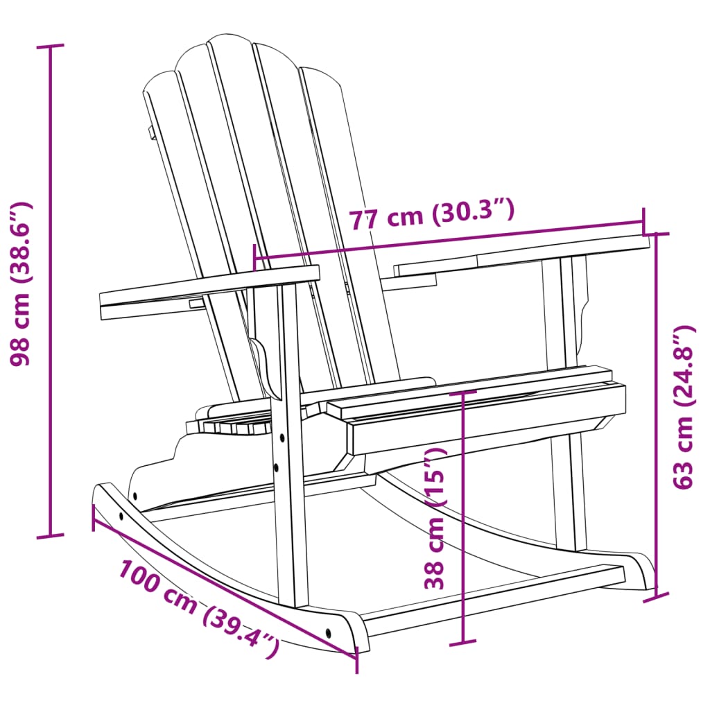Schommelstoel Adirondack massief teakhout