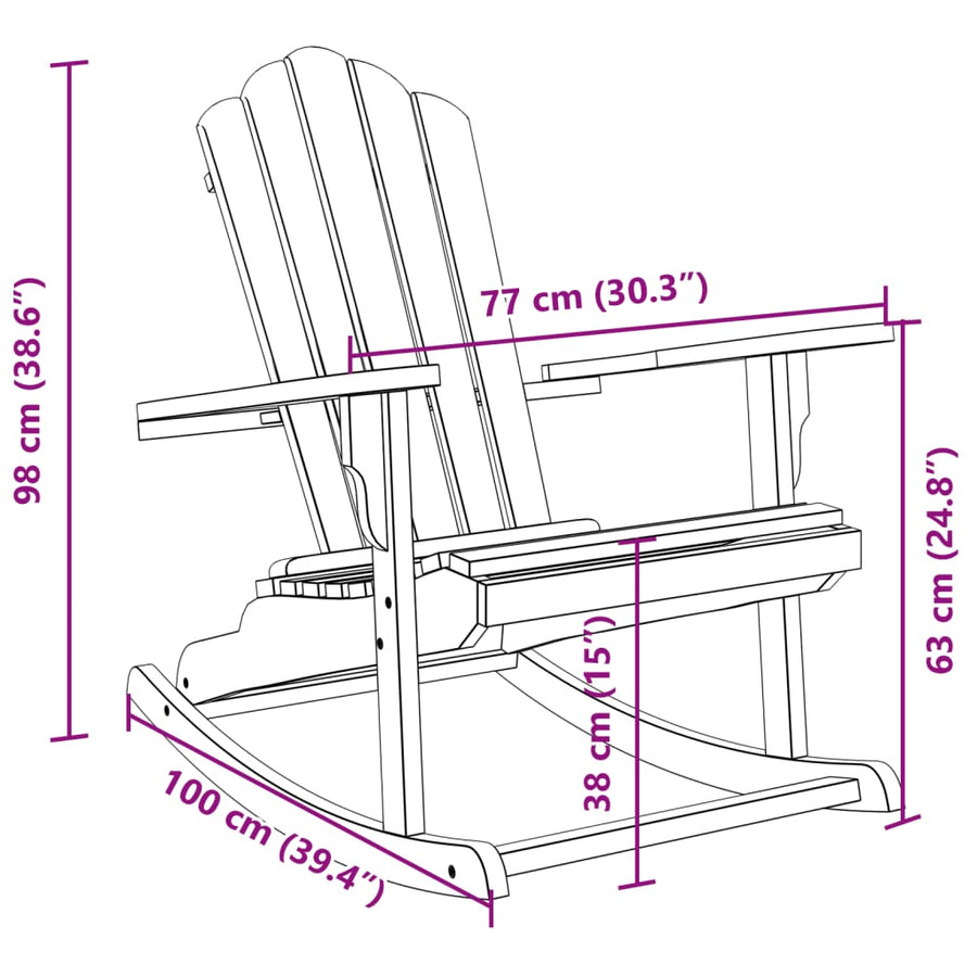 Schommelstoel Adirondack massief teakhout