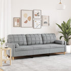 3-seater sofa with decorative cushions 210 cm fabric light grey
