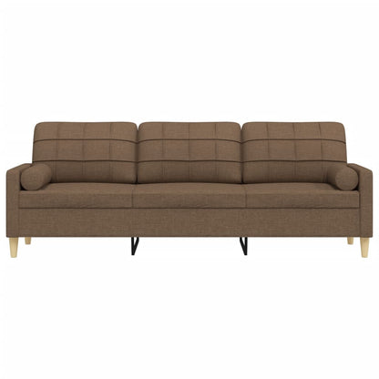Driezitsbank met sierkussens 210 cm stof bruin
