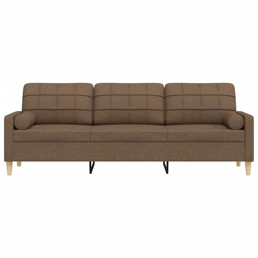 Driezitsbank met sierkussens 210 cm stof bruin
