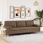 Three-seater sofa with decorative cushions 210 cm fabric brown