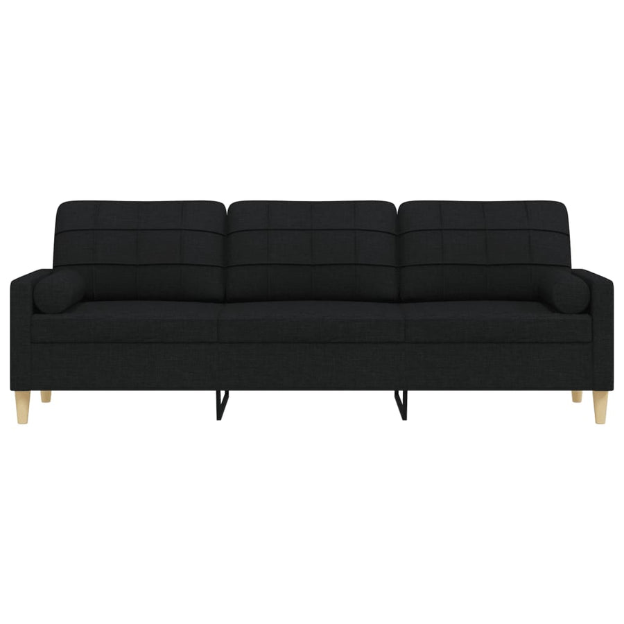 3-zitsbank met sierkussens 210 cm stof zwart