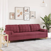 3-zitsbank 210 cm stof wijnrood