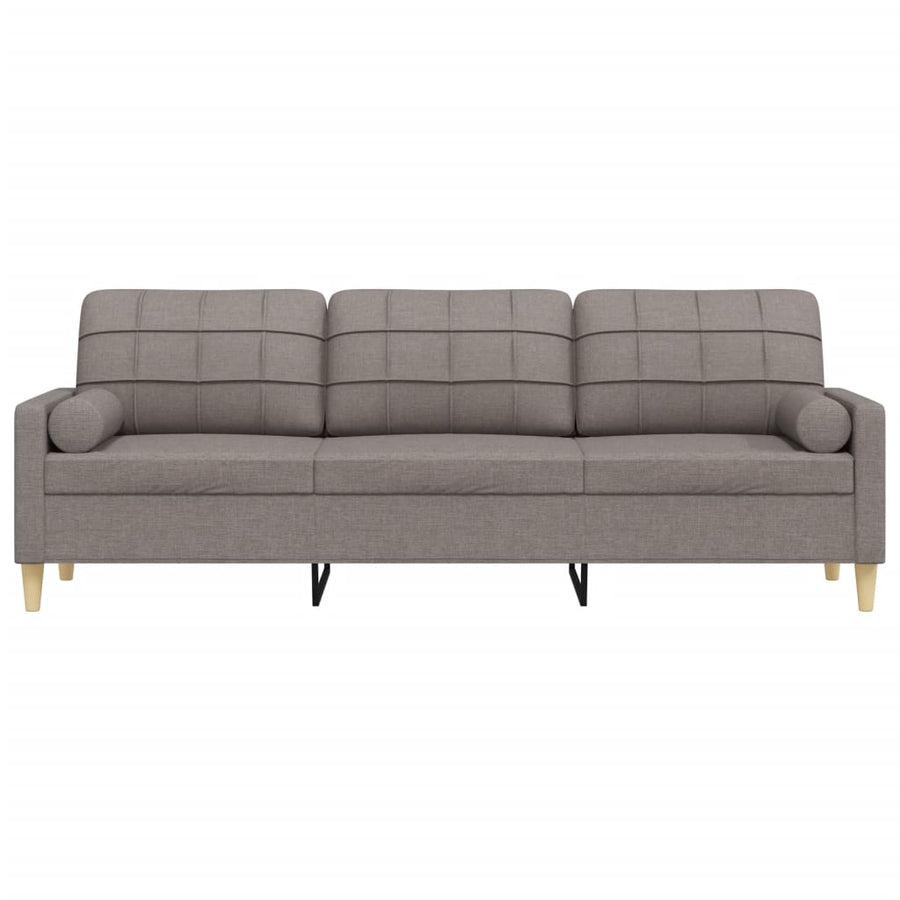 3-zitsbank met sierkussens 210 cm stof taupe