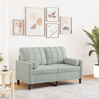 Two-seater sofa with throw pillows 120 cm velvet light grey