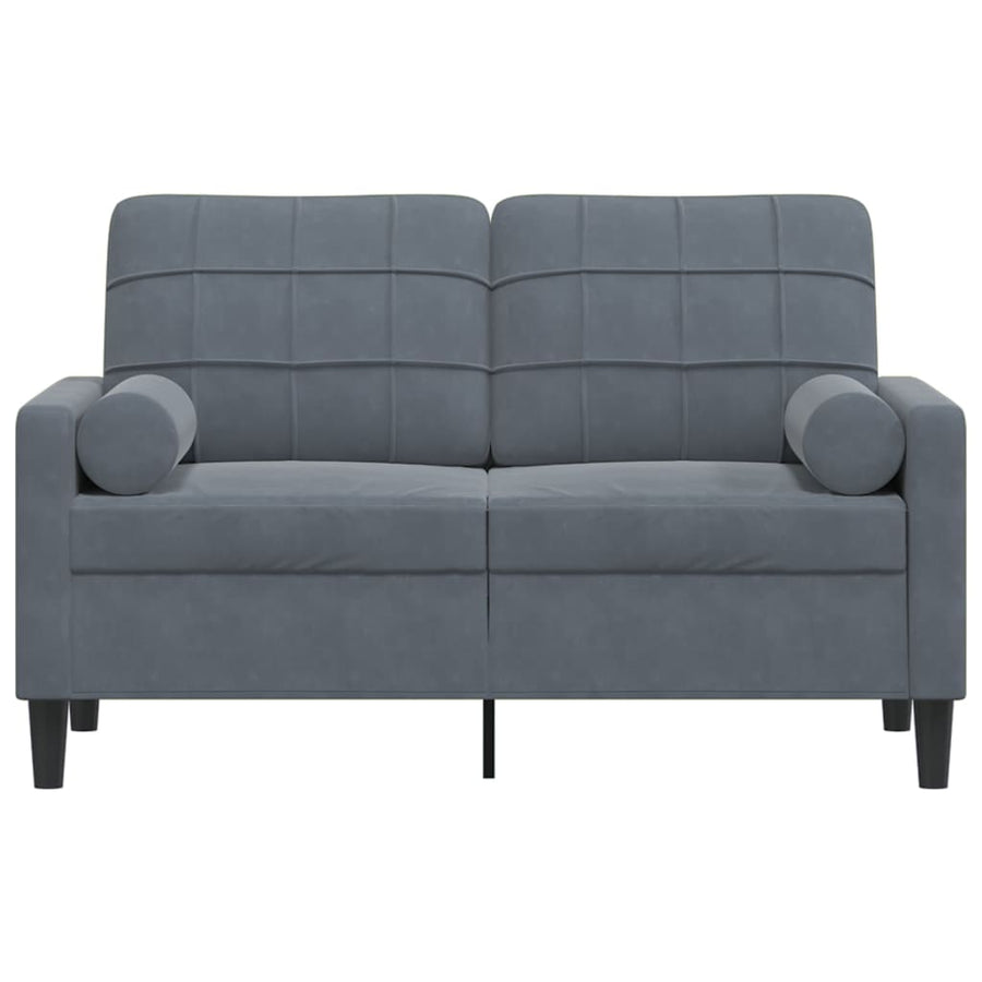 Tweezitsbank met sierkussens 120 cm fluweel donkergrijs