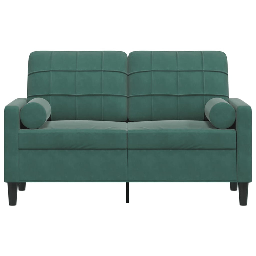 Tweezitsbank met sierkussens 120 cm fluweel donkergroen