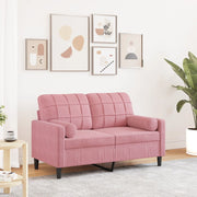 Tweezitsbank 120 cm fluweel roze met sierkussens