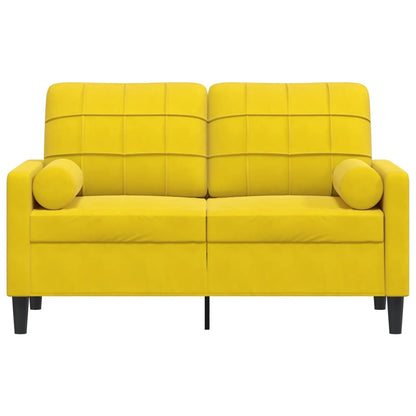 Tweezitsbank met sierkussens 120 cm fluweel geel