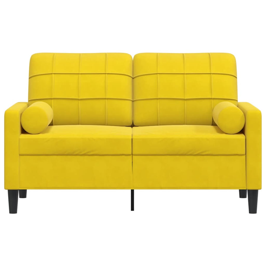 Tweezitsbank met sierkussens 120 cm fluweel geel
