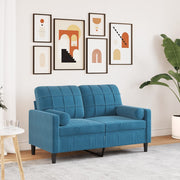 Tweezitsbank 120 cm fluweel blauw