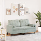 Two-seater sofa with decorative cushions 140 cm velvet light grey