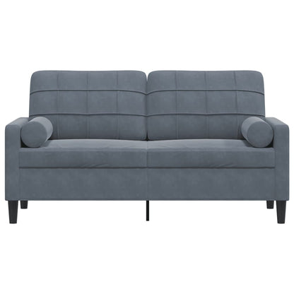 Tweezitsbank met sierkussens 140 cm fluweel donkergrijs