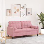 Tweezitsbank 140 cm fluweel roze