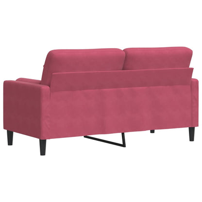 Tweezitsbank met sierkussens 140 cm fluweel wijnrood
