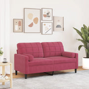 Tweezitsbank 140 cm fluweel wijnrood