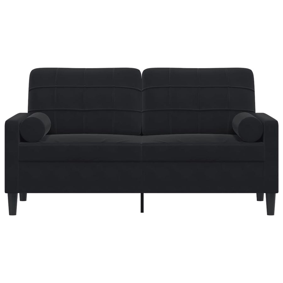Tweezitsbank met sierkussens 140 cm fluweel zwart