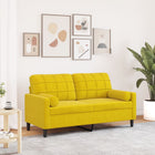 Two-seater sofa with throw pillows 140 cm velvet yellow