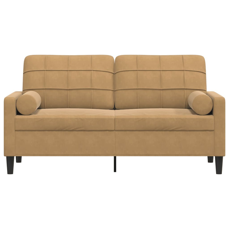 Tweezitsbank met sierkussens 140 cm fluweel bruin