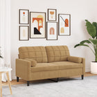 Two-seater sofa with decorative pillows 140 cm velvet brown