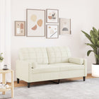 Two-seater sofa with throw pillows 140 cm velvet cream