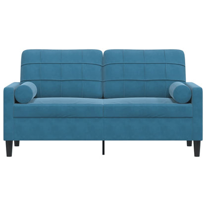 Tweezitsbank met sierkussens 140 cm fluweel blauw