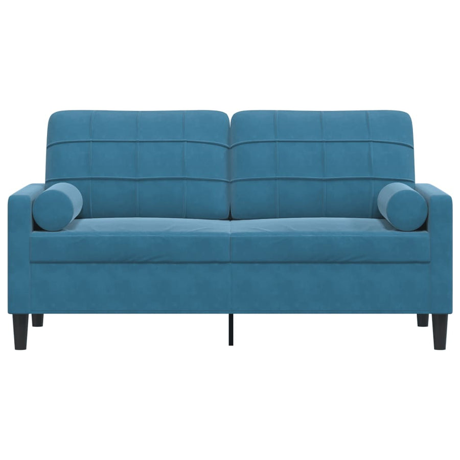 Tweezitsbank met sierkussens 140 cm fluweel blauw
