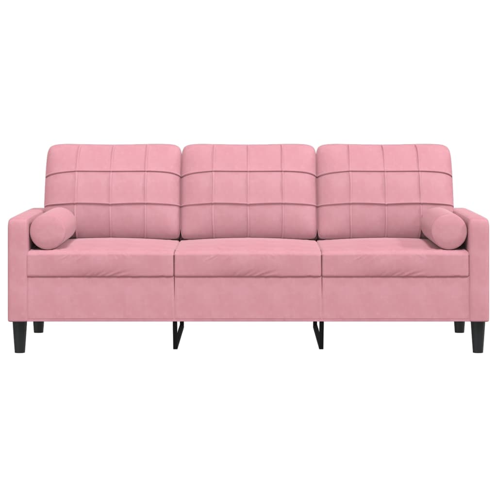 Driezitsbank met sierkussens 180 cm fluweel roze