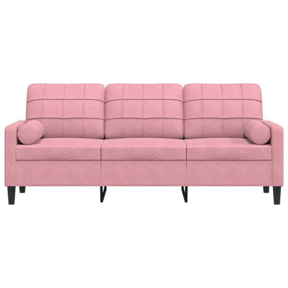 Driezitsbank met sierkussens 180 cm fluweel roze